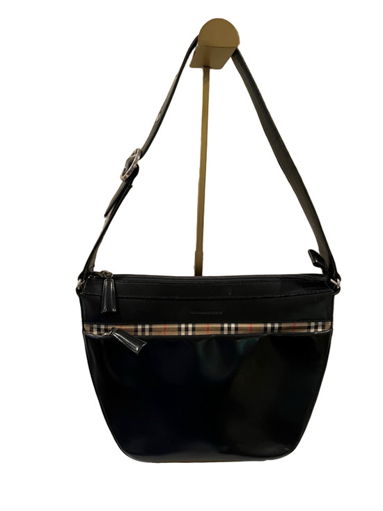 Burberry Handbags - Burberry Black Leather Novacheck Plaid Shoulder Bag with COA